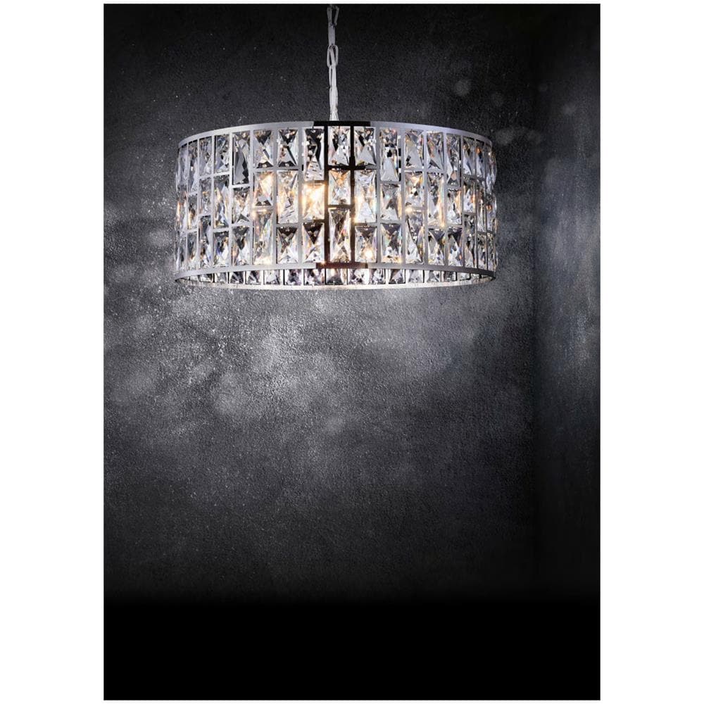 Elegante Lampadrio Pendente A Sospensione Regolabile, In Metallo Cromato, Paralume In Cristallo, Cavo Lungo, Design Moderno, Per 4 Lampadine E27, 60w 220-240v (non Incl)  - Foto 4