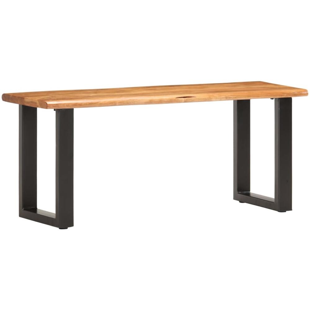 Panca Con Bordi Vivi 110 Cm In Legno Massello Acacia E Acciaio - Foto 8