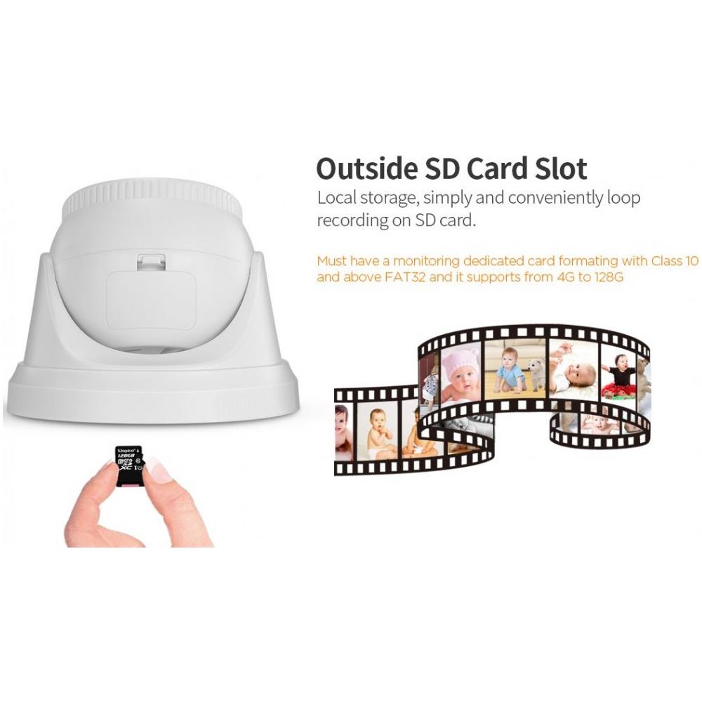 Modello Sh030 Telecamera Wifi Ip Camera Wireless Infrarossi 3.0 Megapixel Hd Ir Cut Onvif P2p Supporto Sd Audio - Foto 3