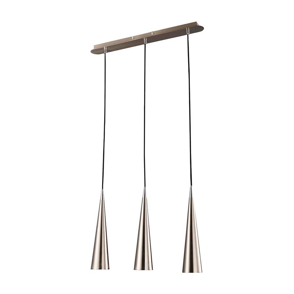 Sospensione Moderna Sospesa Nickel Satinato 3 Luci Led, Gu10 - Foto 1