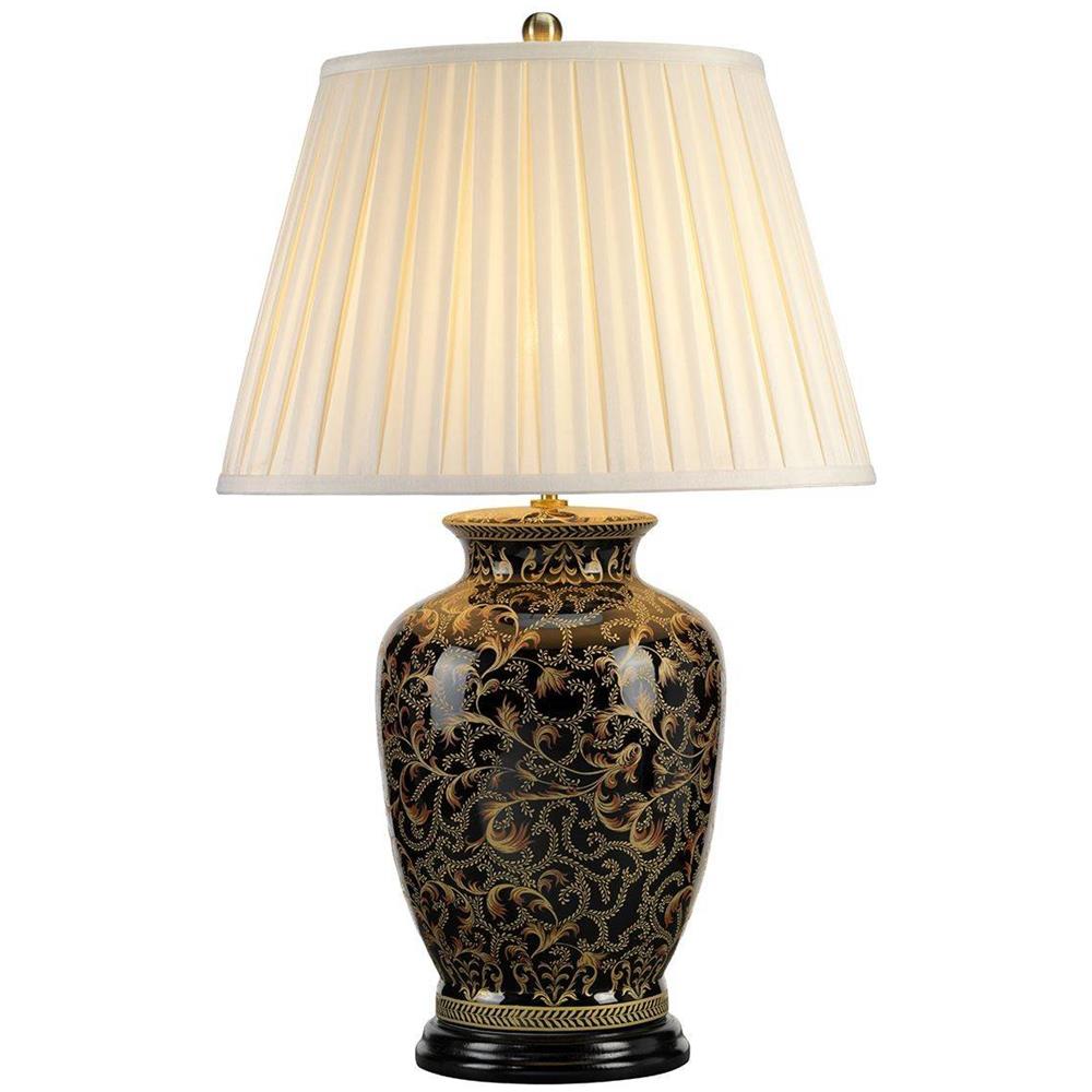 Lampada Da Tavolo 1 Luce Grande Nero, Oro, E27 - Foto 1