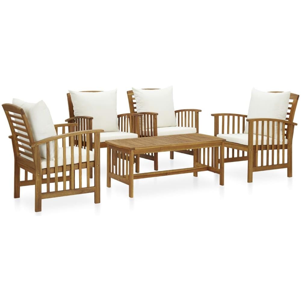 Set Divani Da Giardino 5 Pz Con Cuscini In Massello Di Acacia - Foto 1