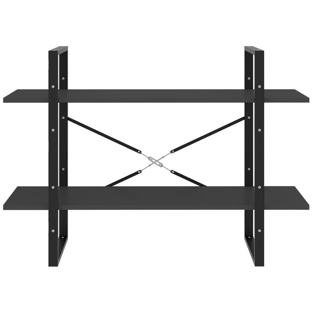 Libreria a 2 Ripiani Grigia 100x30x70 cm in Legno Multistrato - Foto 7