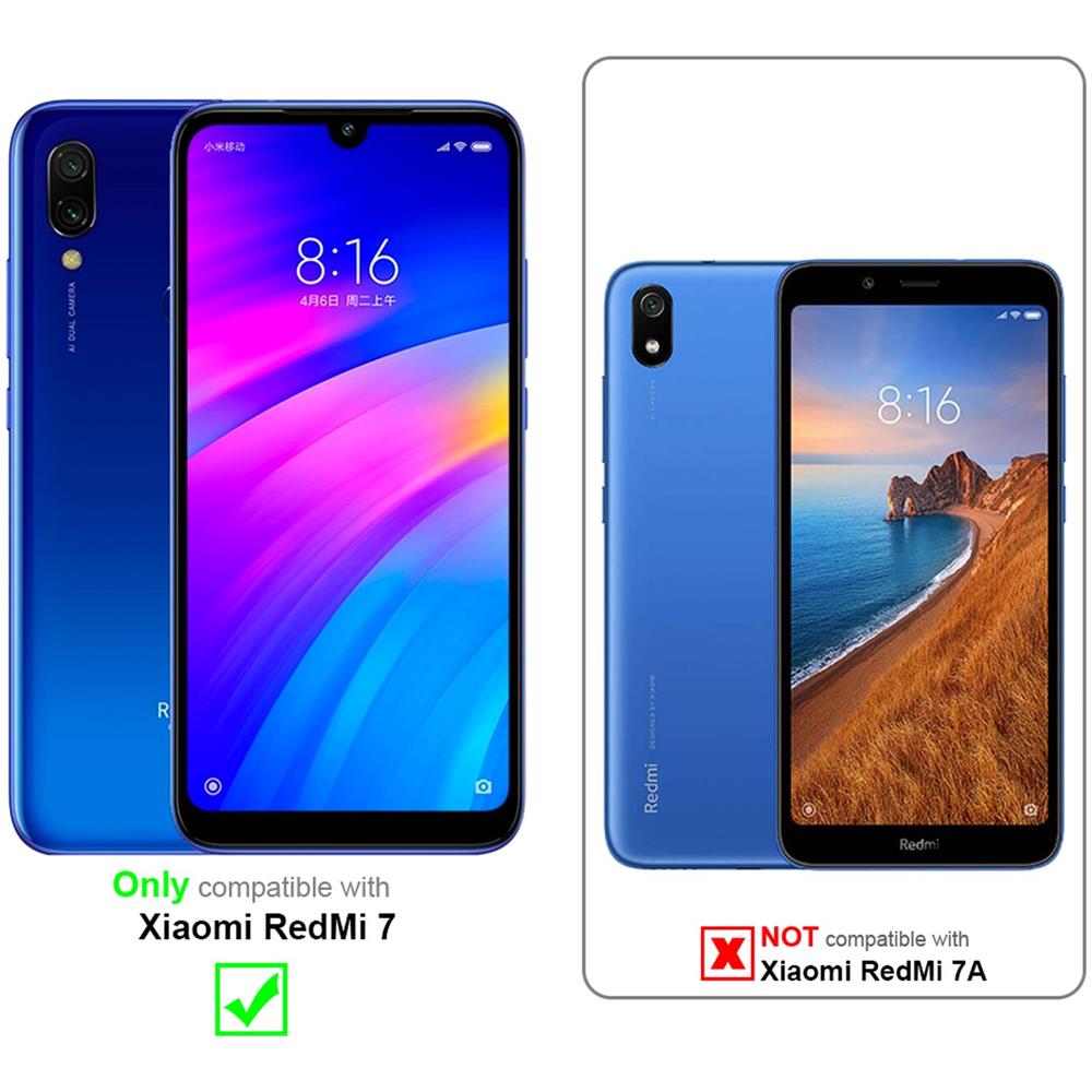 Custodia Compatibile Con Xiaomi Redmi 7 In Blu Scuro Nero - Coperchio Protettiva Con Chiusura Magnetica, Funzione Stand E Tasca Per Le Carte - Foto 2