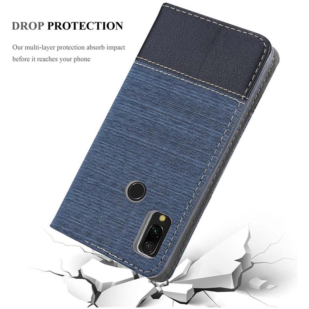 Custodia Compatibile Con Xiaomi Redmi 7 In Blu Scuro Nero - Coperchio Protettiva Con Chiusura Magnetica, Funzione Stand E Tasca Per Le Carte - Foto 8