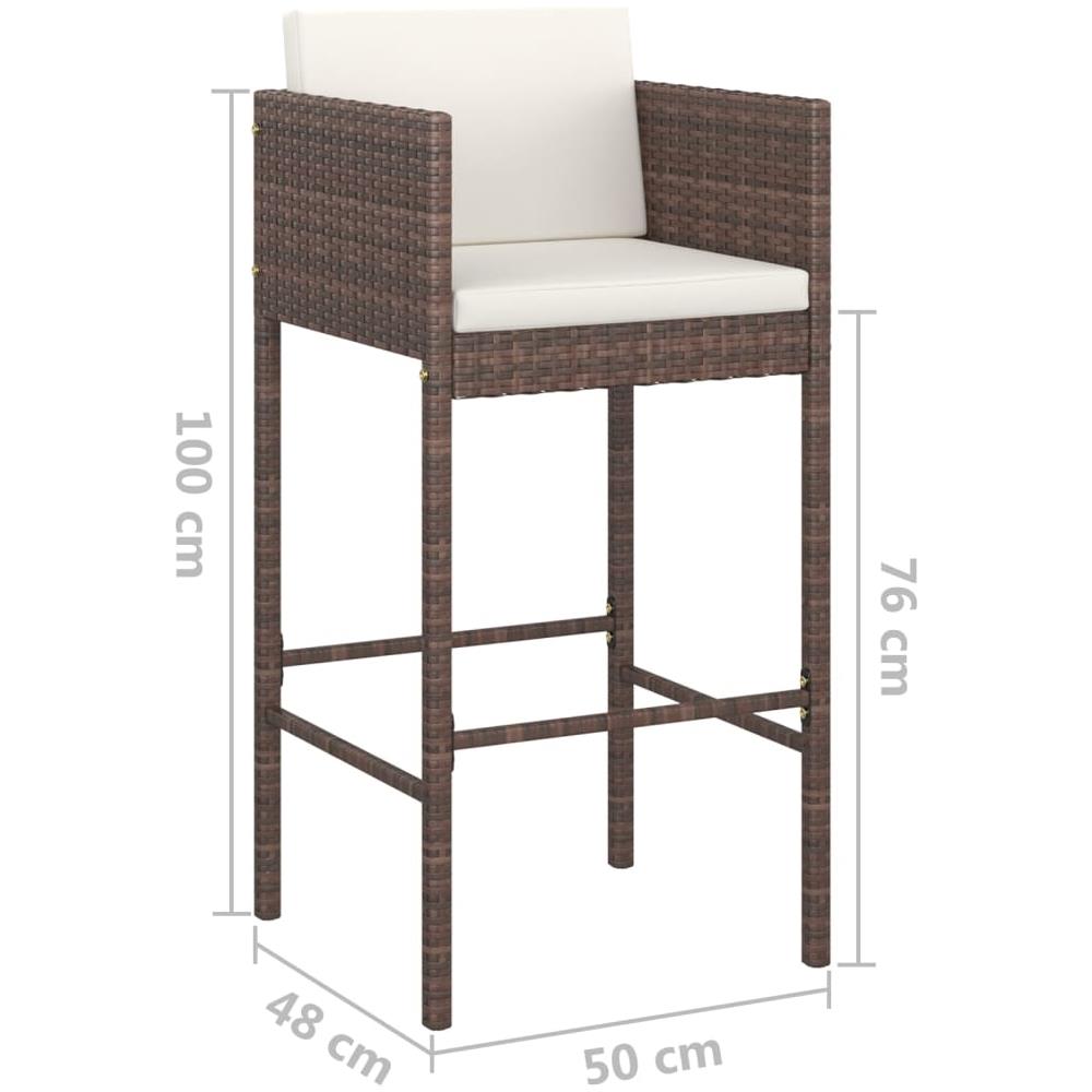 Set Bar Da Giardino 3 Pz Con Cuscini Polyrattan Marrone - Foto 2