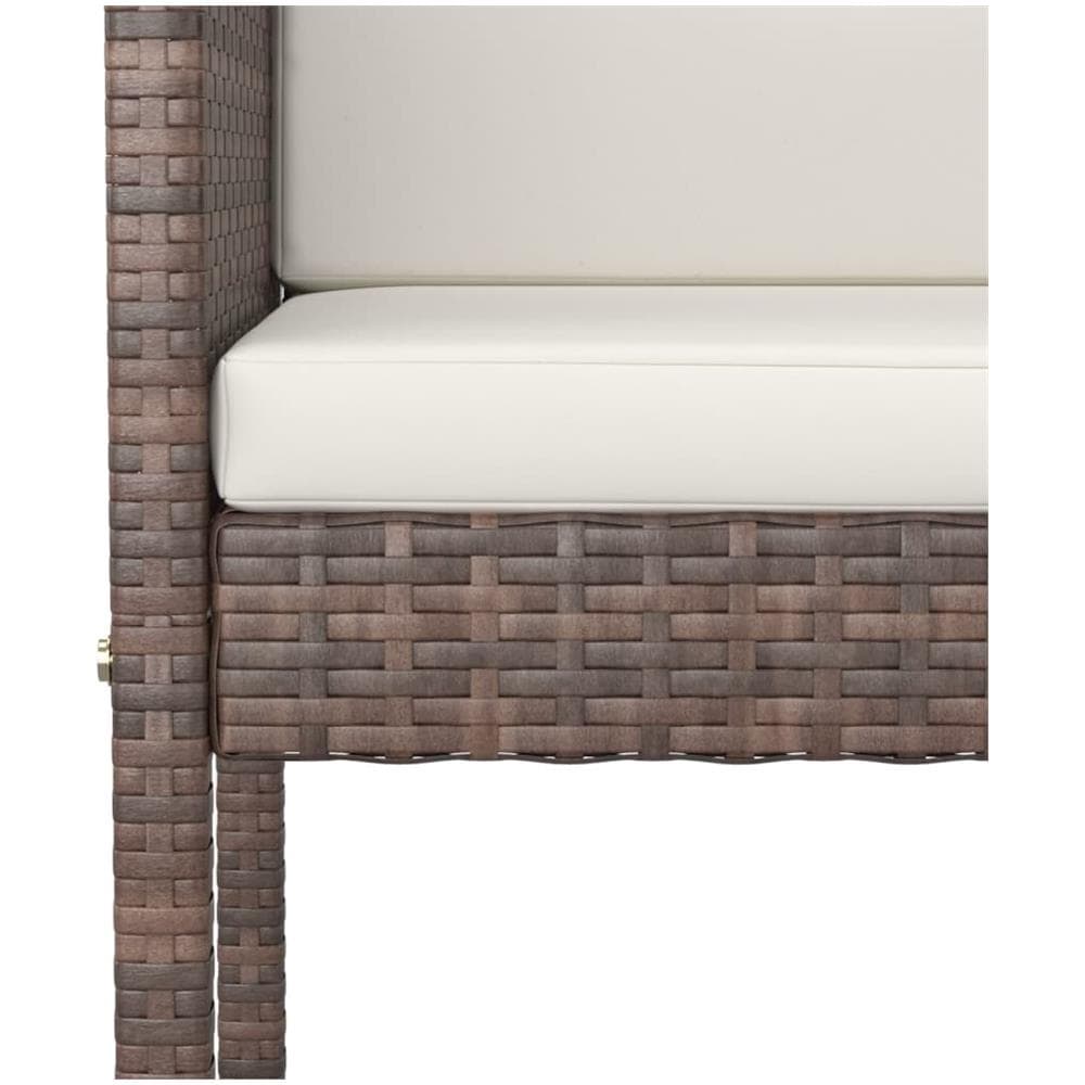 Set Bar Da Giardino 3 Pz Con Cuscini Polyrattan Marrone - Foto 8