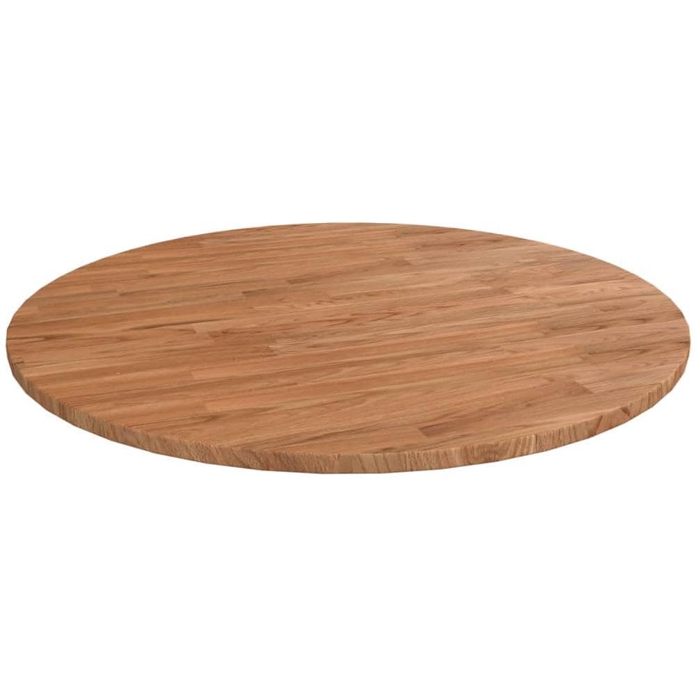 Piano Tavolo Rotondo Marrone Chiaro 80x1,5 Cm Rovere Trattato - Foto 1