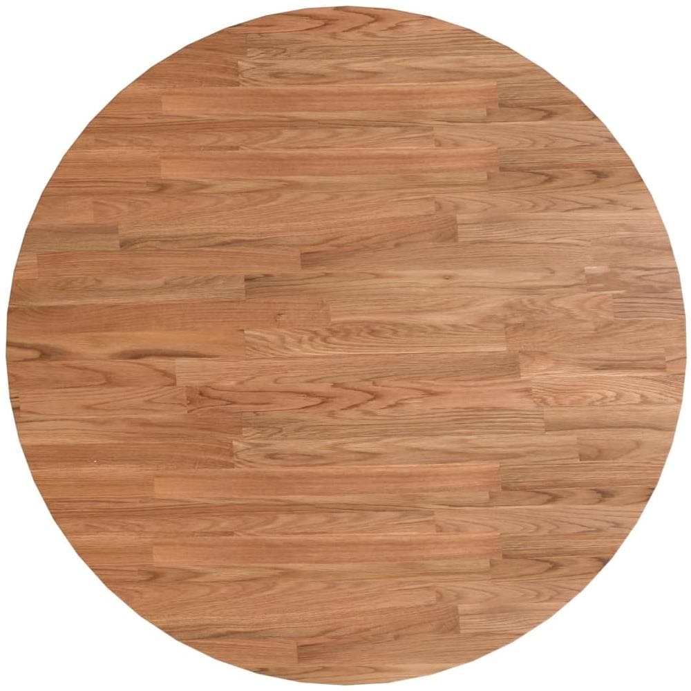 Piano Tavolo Rotondo Marrone Chiaro 80x1,5 Cm Rovere Trattato - Foto 2