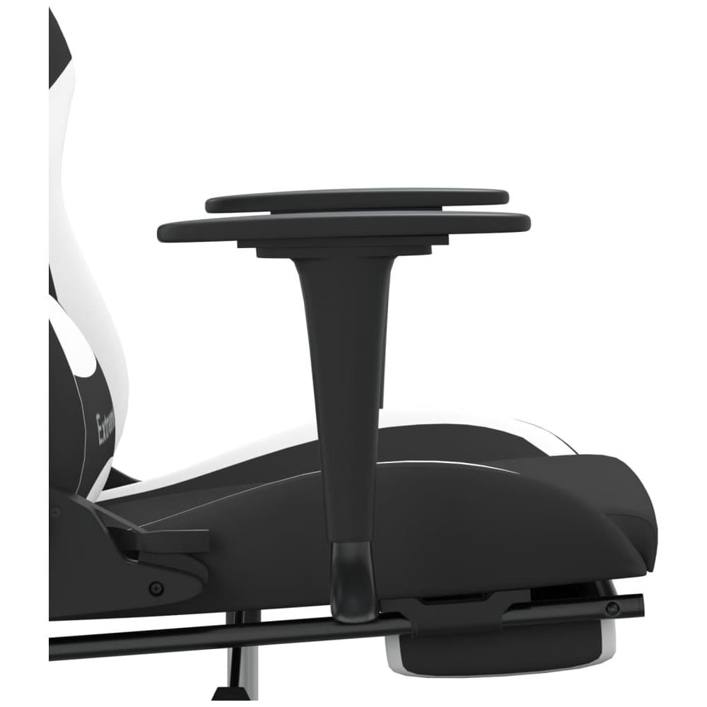 Sedia Da Gaming Con Poggiapiedi Nero E Bianco In Tessuto - Foto 10