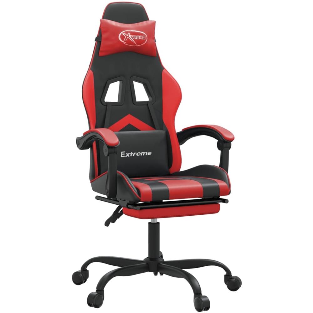 Sedia Da Gaming Con Poggiapiedi Nero E Rosso In Similpelle - Foto 1
