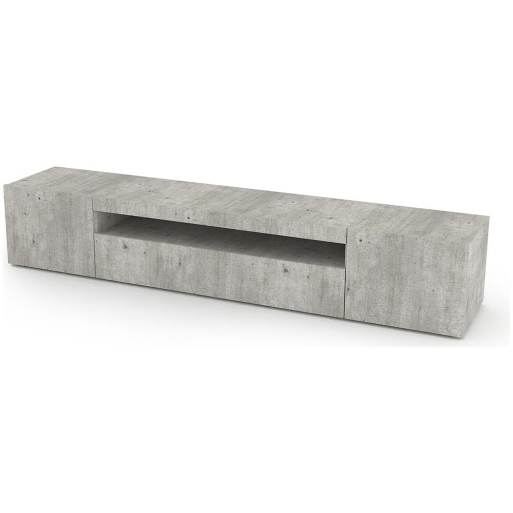 Mobile Porta Tv Jesse, Credenza Bassa Da Soggiorno A 3 Ante, Base Porta Tv, 100% Made In Italy, Cm 200x40h37, Cemento - Foto 2
