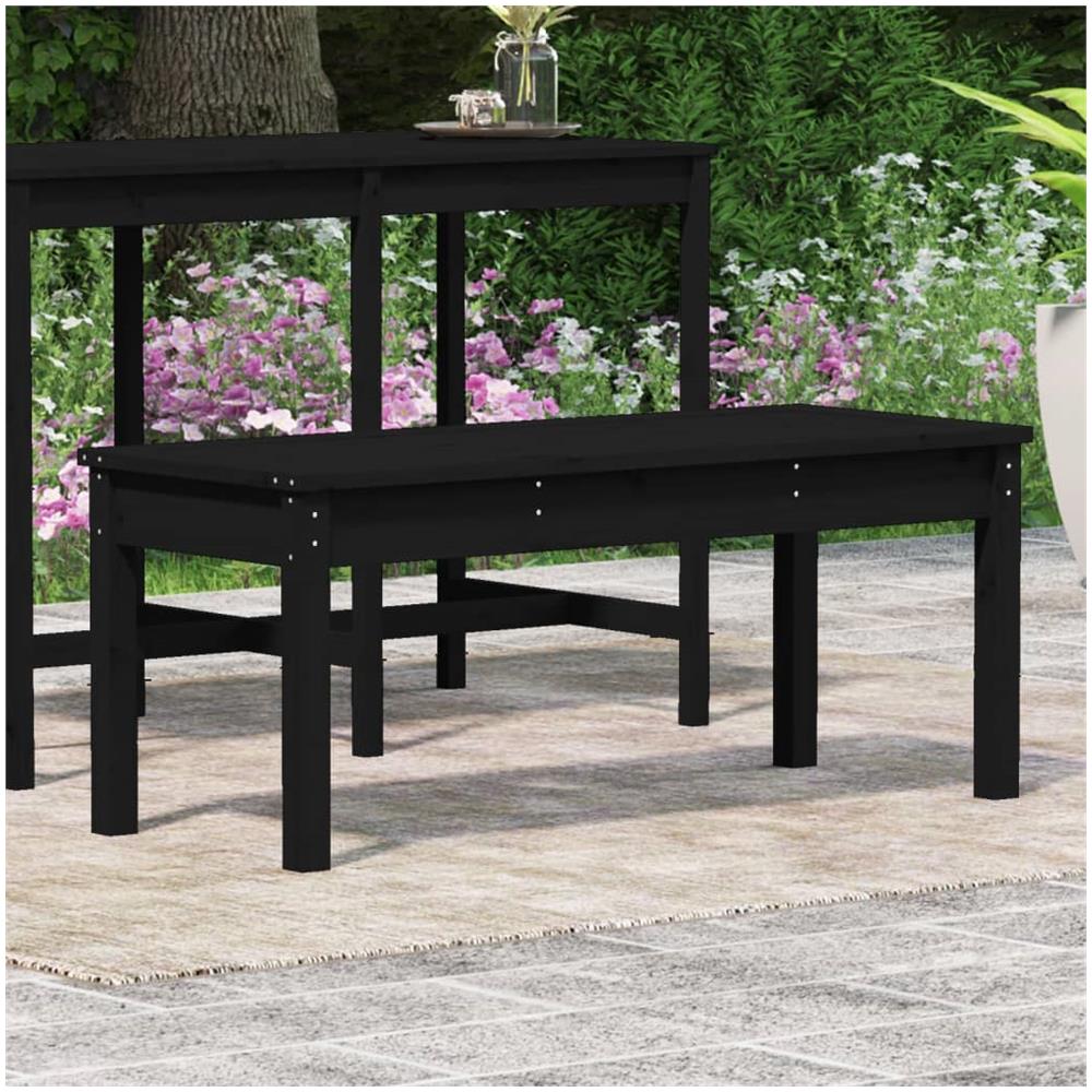 Panca da Giardino Nera 109x44x45 cm Legno Massello di Pino - Foto 3