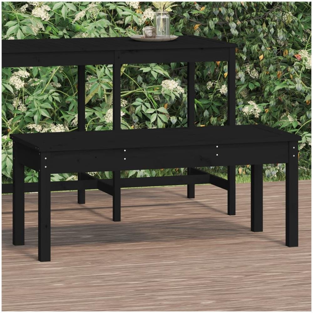 Panca da Giardino Nera 109x44x45 cm Legno Massello di Pino - Foto 1