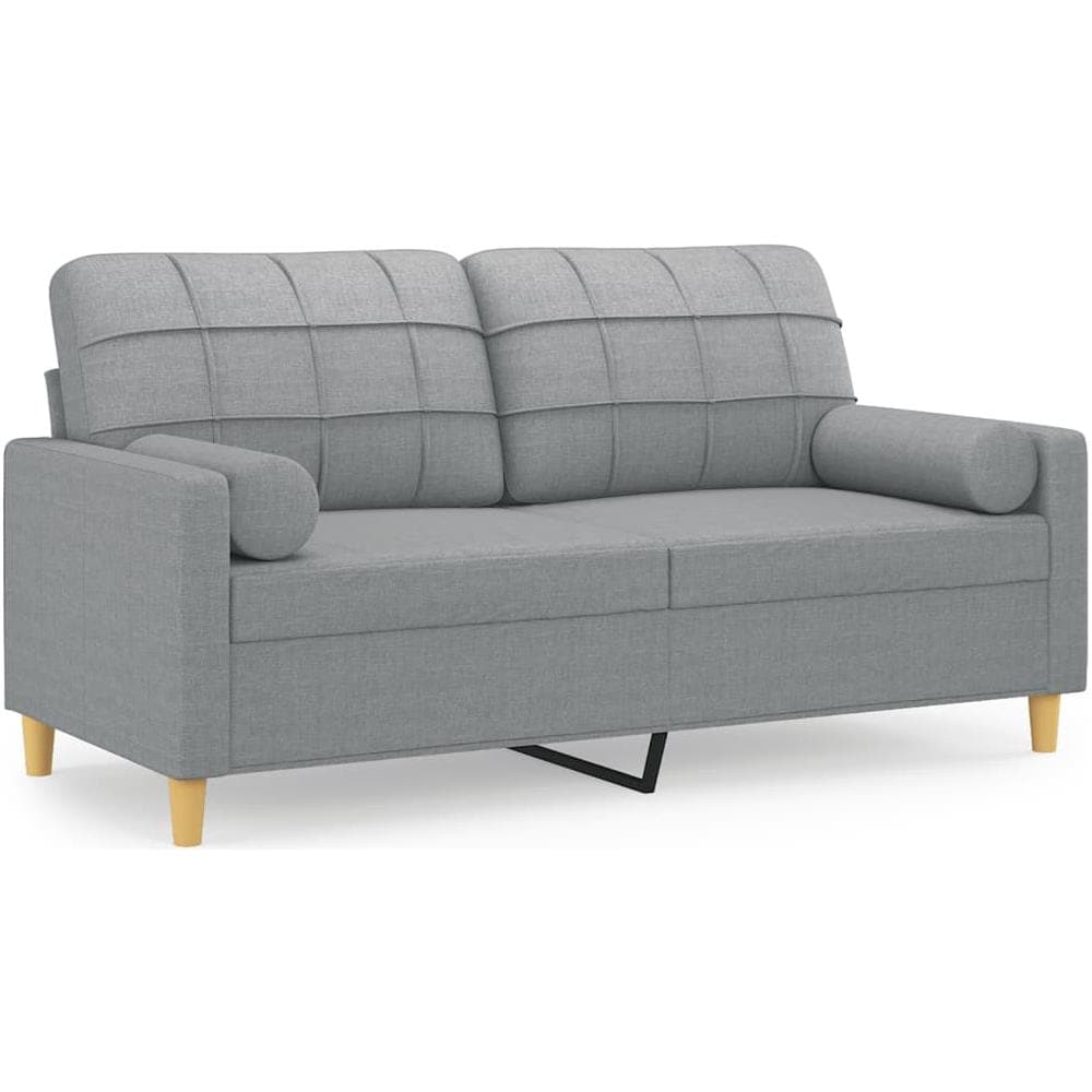 Divano A 2 Posti Con Cuscini Grigio Chiaro 140 Cm In Tessuto - Foto 1