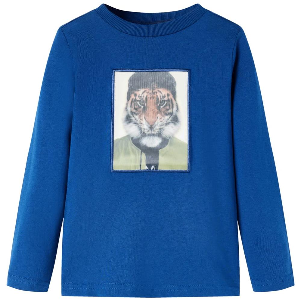 Maglietta Da Bambino A Maniche Lunghe Stampa Tigre Blu Scuro 140 - Foto 1