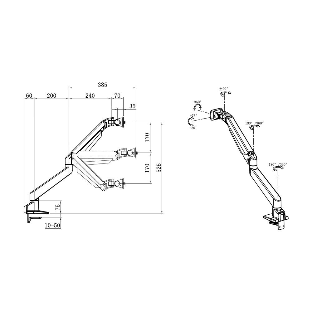 3274 Supporti a parete per TV 81,3 cm (32") Scrivania Argento - Foto 6