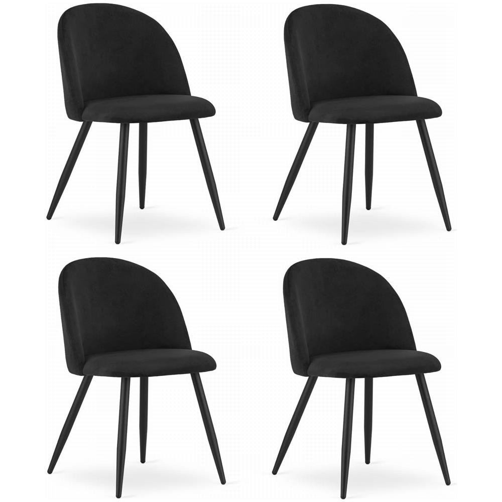 BELLO Chair Black Velvet Metal Legs Set di 4 - Foto 1