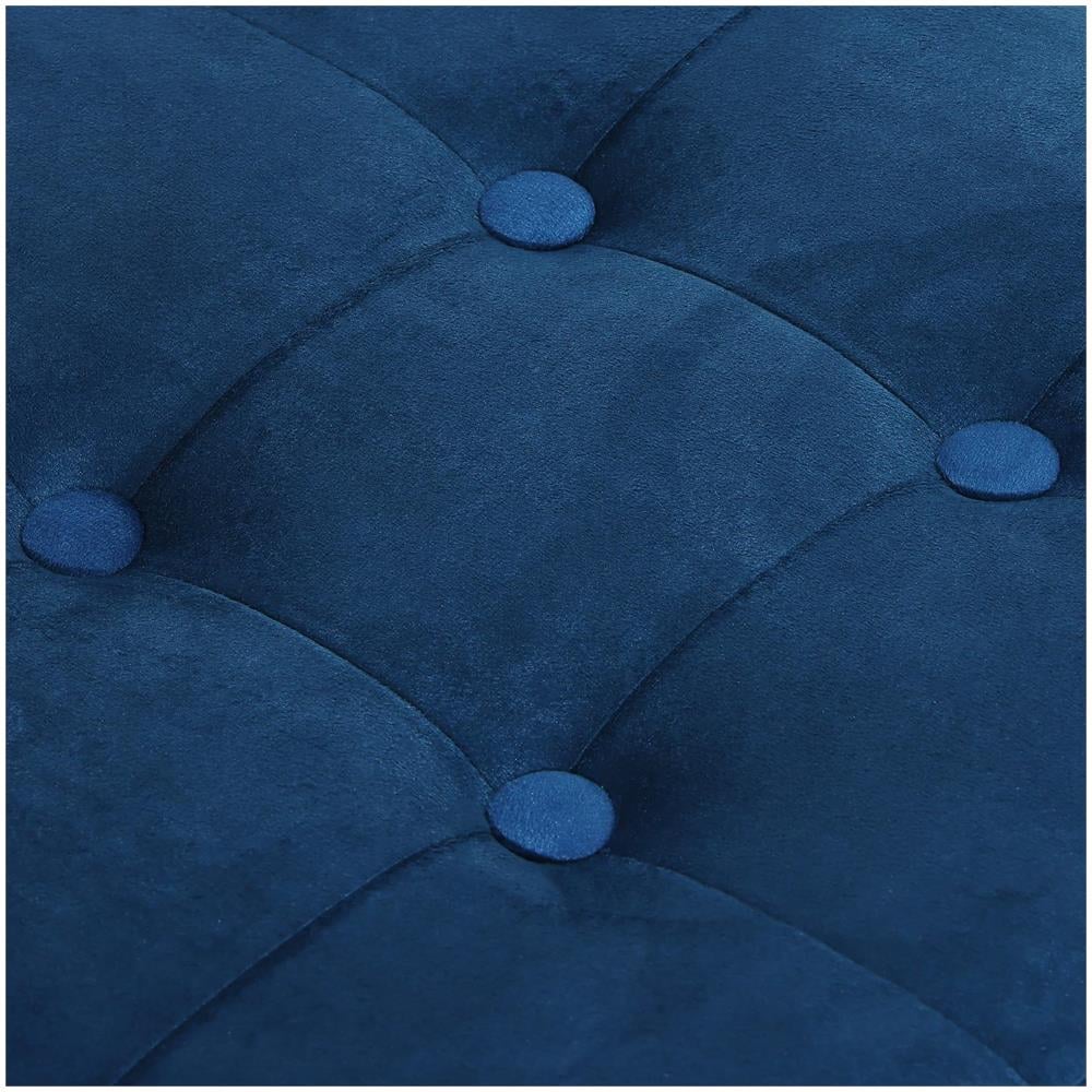 Pouf pieghevole con contenitore - Velluto blu navy L x 8 - Foto 6