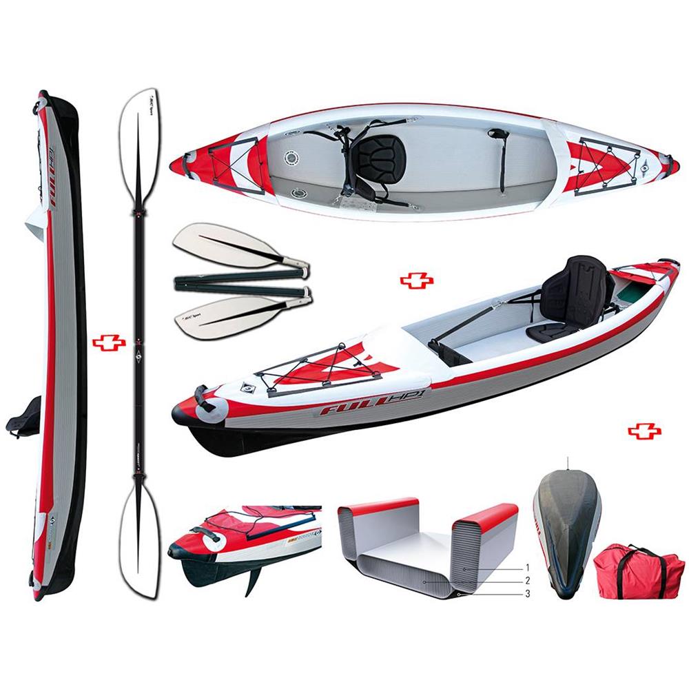 Canoa Gonfiabile Air Breeze Full Hp 1 107183 + Pagaia Touring-4 Div. In 4 Parti Tahe / - Foto 1