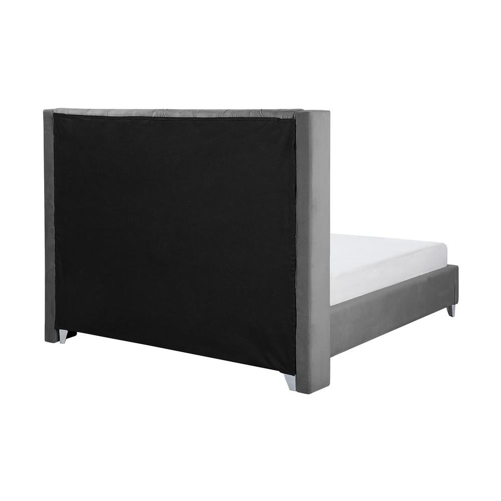 Letto Imbottito Con Rete A Doghe Grigia 160 X 200 Cm Lubbon - Foto 2