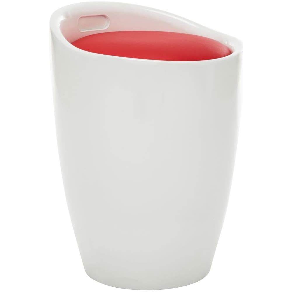 Sgabello Con Contenitore Bianco E Rosso Vino Similpelle - Foto 1