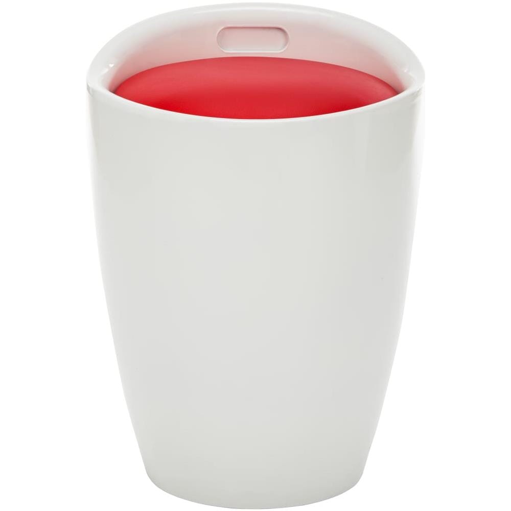 Sgabello Con Contenitore Bianco E Rosso Vino Similpelle - Foto 2