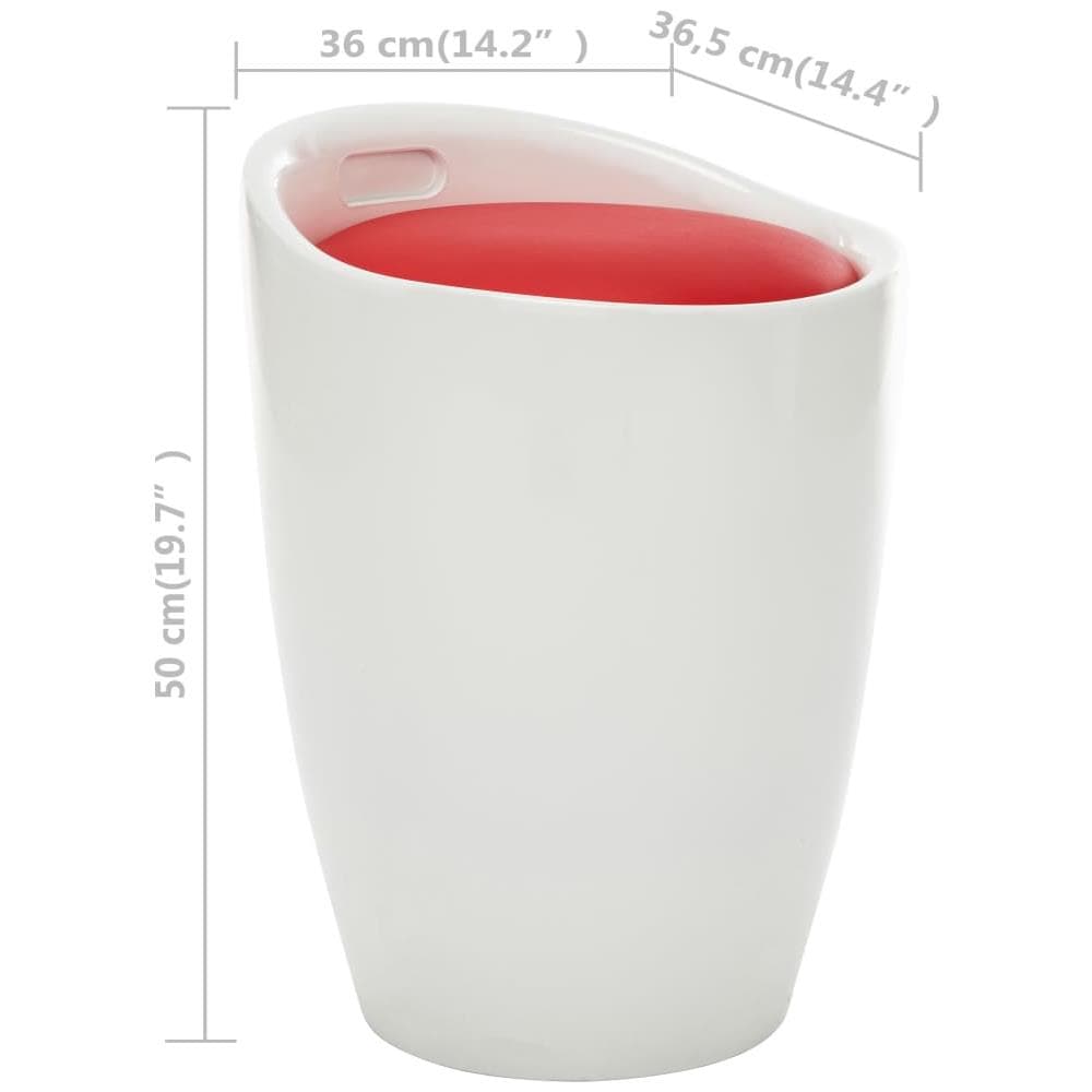 Sgabello Con Contenitore Bianco E Rosso Vino Similpelle - Foto 11