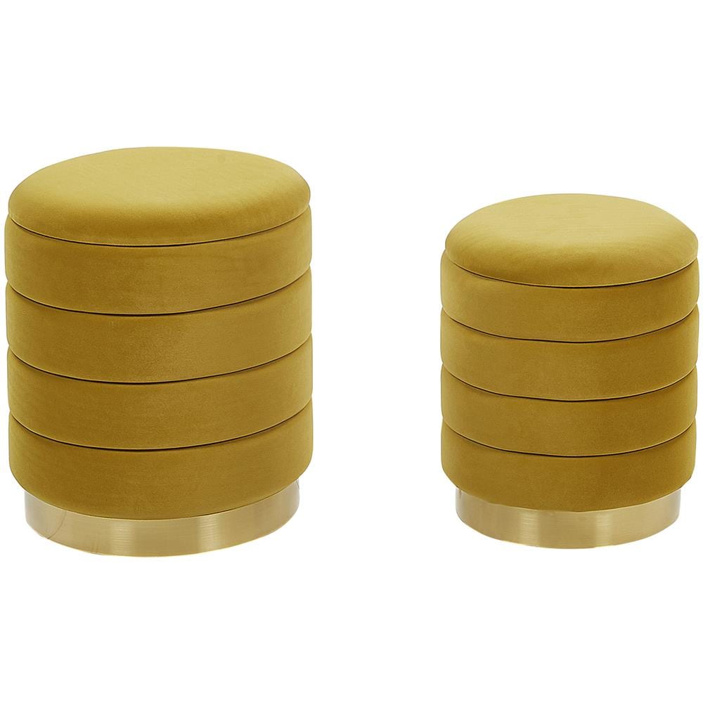 Set Di 2 Pouf Contenitore Color Senape Garland - Foto 1