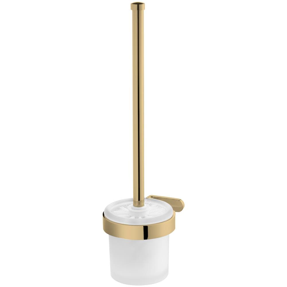 Spazzolone + Tazza Vetro Temperato Zama Rifinita Color Oro Montaggio Parete - Foto 1