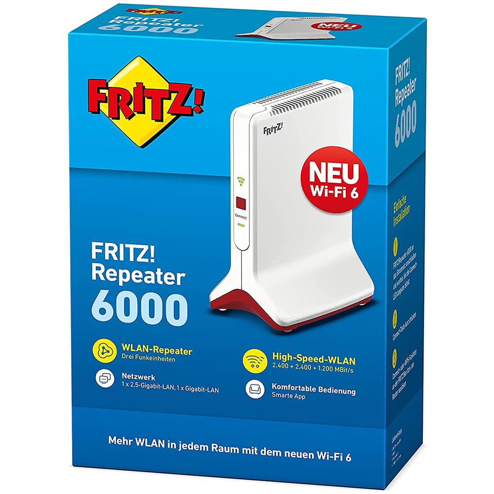 VM FRITZ!Repeater 6000 Wireless Ethernet Tripla Banda (2.4 GHz / 5 GHz / 5 GHz) Colore Bianco / Rosso - Foto 6