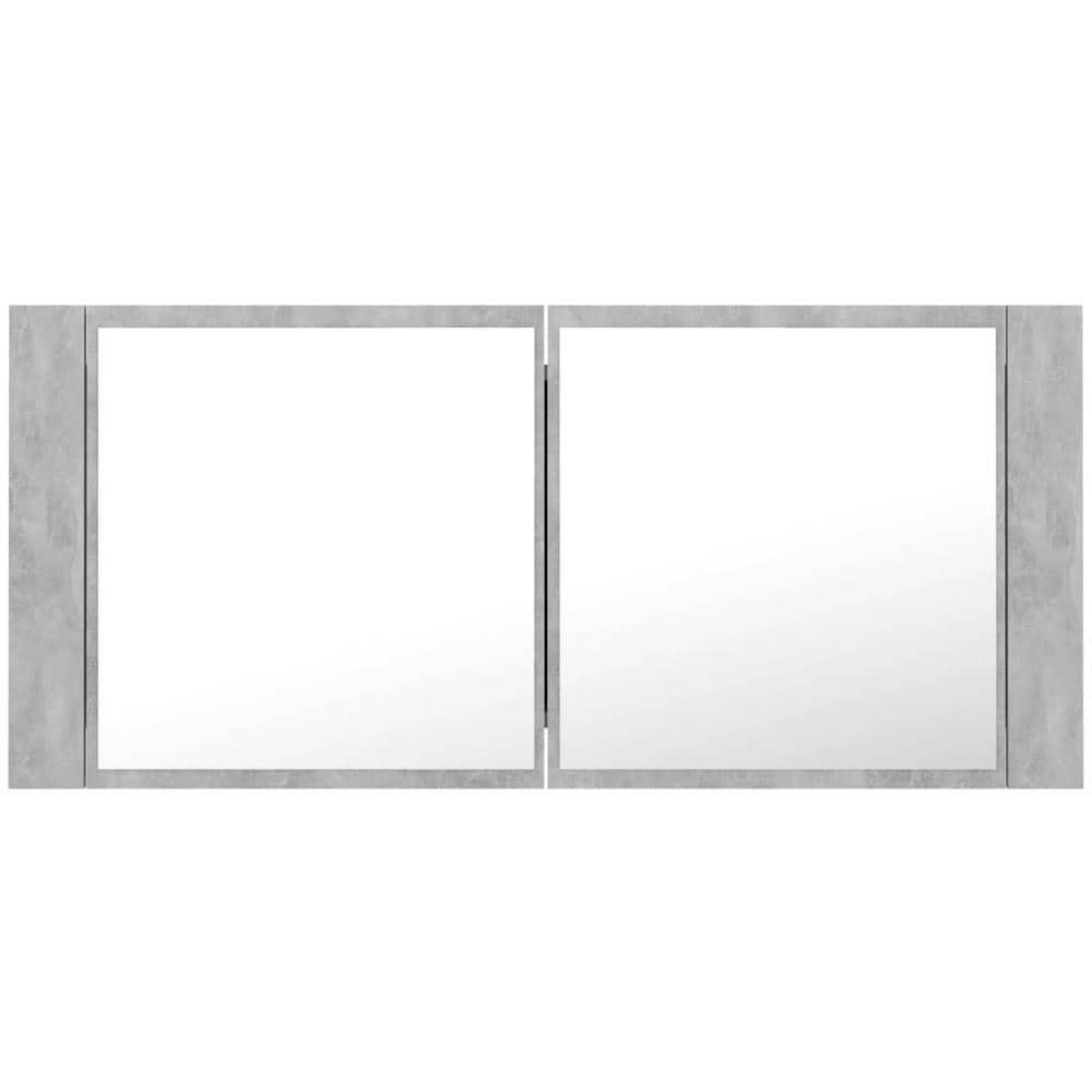 Armadietto a Specchio con Luci LED Grigio Cemento in Acrilico - Foto 2