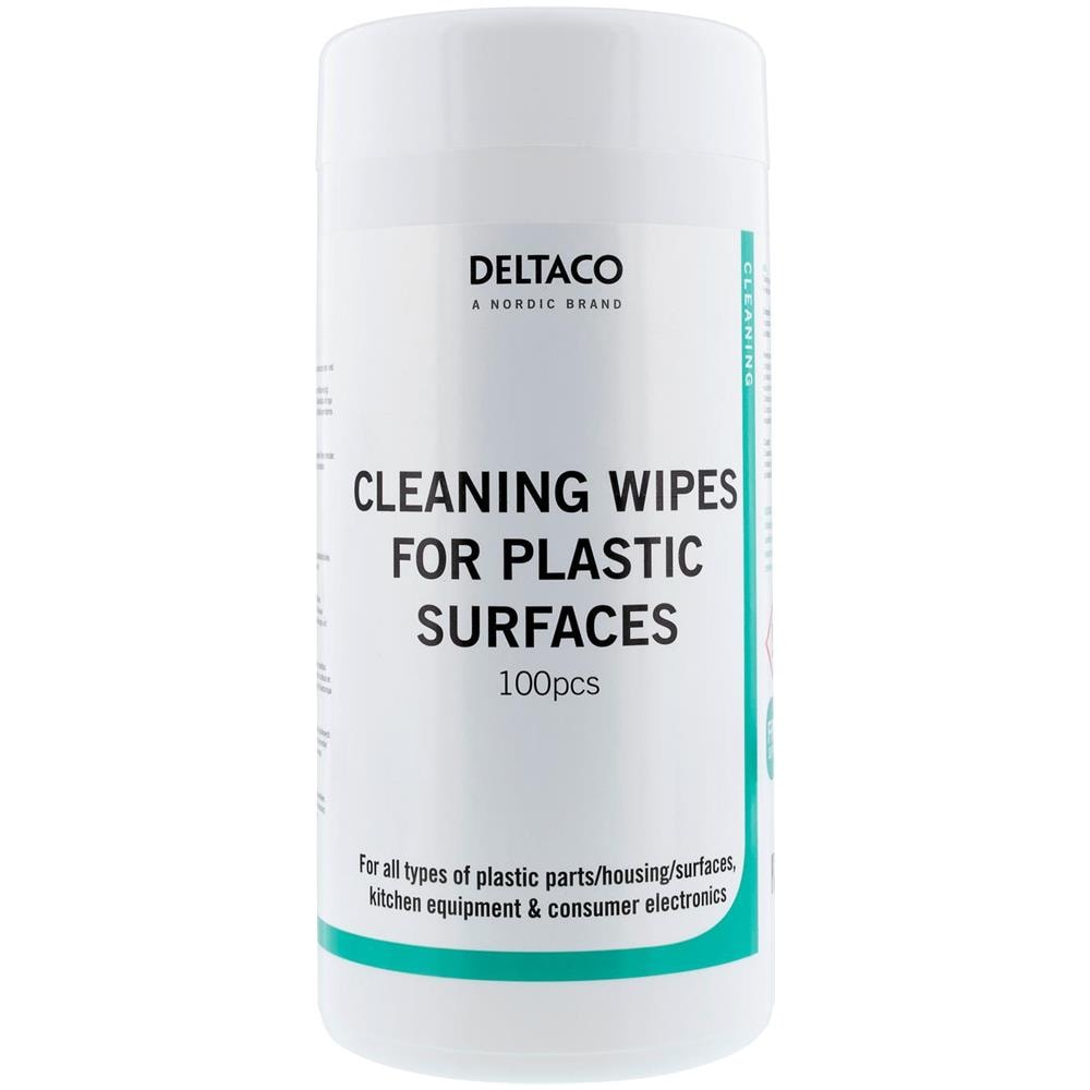Salviette Umidificate Deltaco Per Superfici In Plastica, 100 Tovaglioli, Bianco - Foto 2