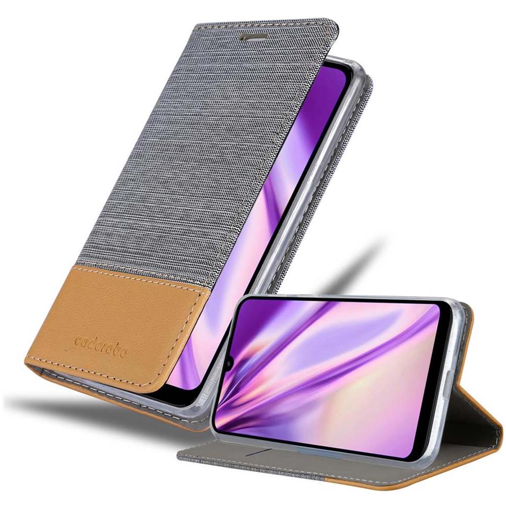 Custodia Compatibile Con Xiaomi Redmi 7 In Grigio Chiaro Marrone - Coperchio Protettiva Con Chiusura Magnetica, Funzione Stand E Tasca Per Le Carte - Foto 1