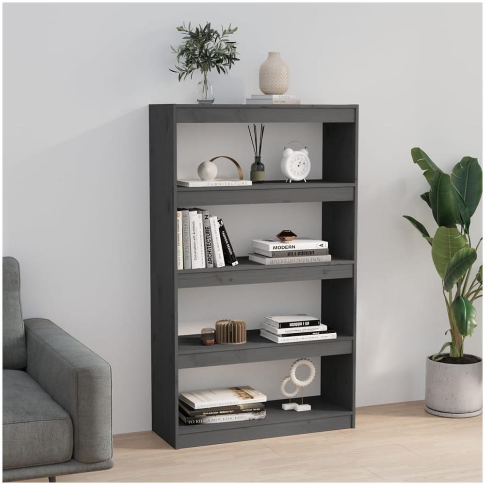 Libreria / divisorio Grigio 80x30x135,5 Cm In Massello Di Pino - Foto 3