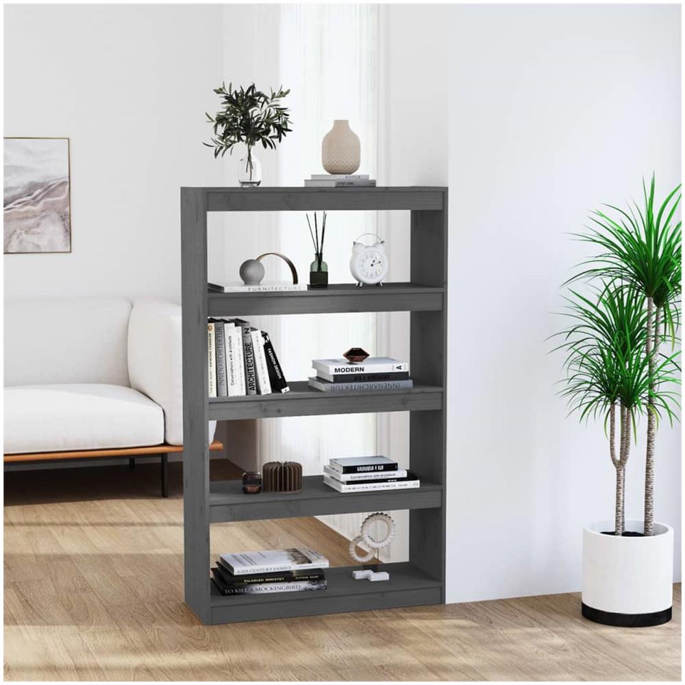 Libreria / divisorio Grigio 80x30x135,5 Cm In Massello Di Pino - Foto 1