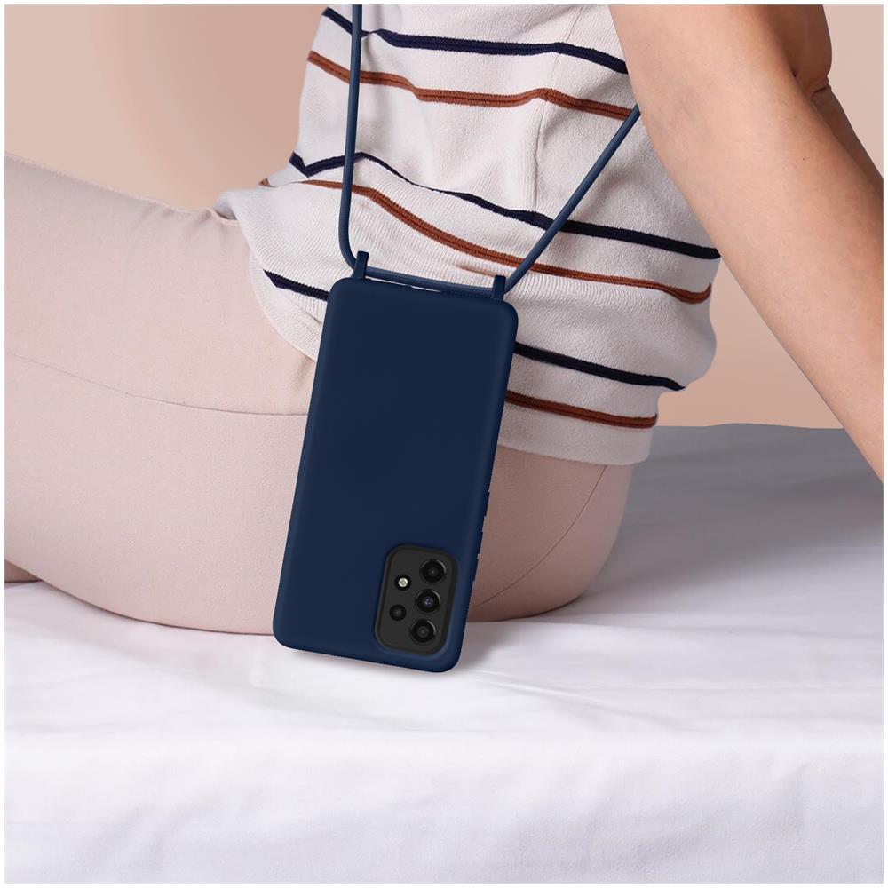 Cover Semirigida Per Samsung Galaxy A33 5g Cordino Nylon Intrecciato 80 Cm Blu - Foto 2