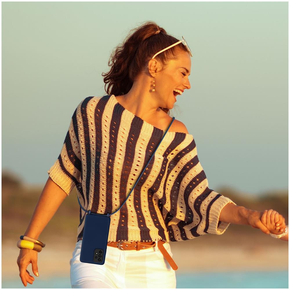 Cover Semirigida Per Samsung Galaxy A33 5g Cordino Nylon Intrecciato 80 Cm Blu - Foto 5