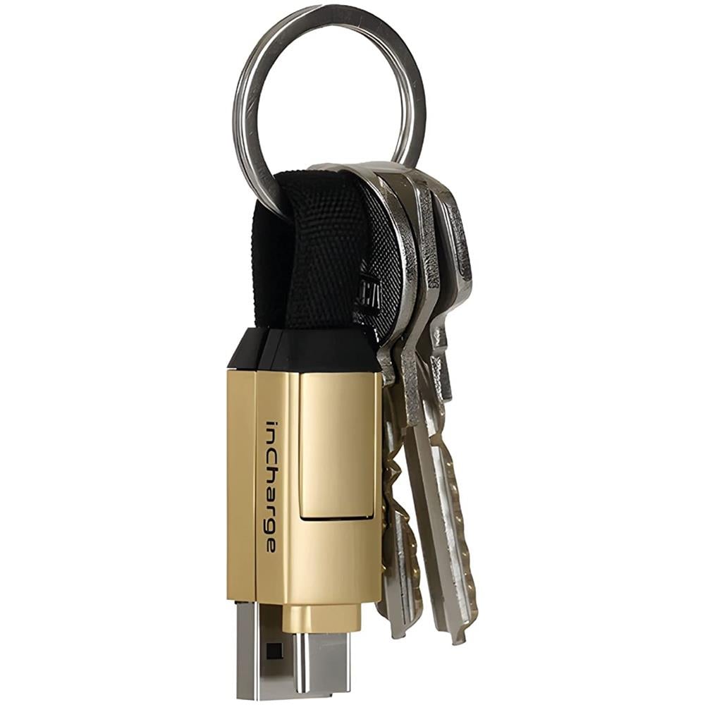 Cavo Multiconnettore inCharge 6 USB-C / Lightning / Micro USB Portachiavi Colore Oro - Foto 3