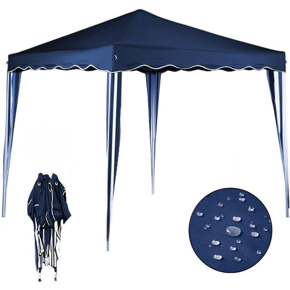 Gazebo 3x3 Pieghevole Blu Impermeabile Richiudibile Tendone Giardino Con Sacca - Foto 1