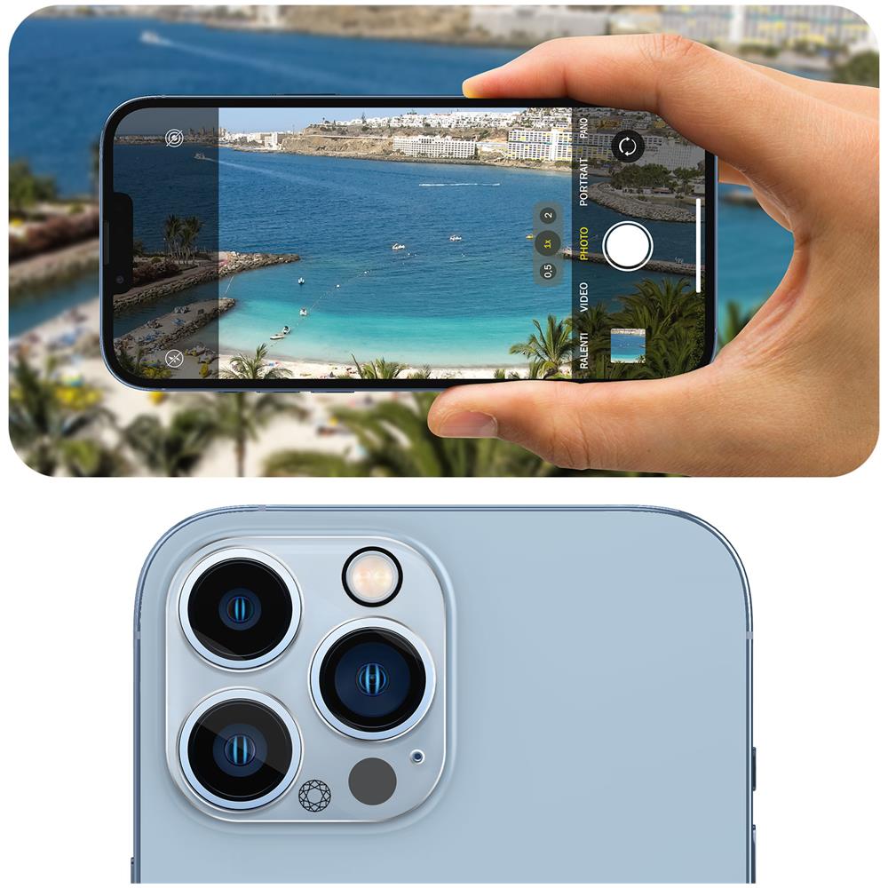 Vetrino Fotocamera Per Iphone 13 Pro Max Garanzia A Vita Force Glass Trasparente - Foto 5