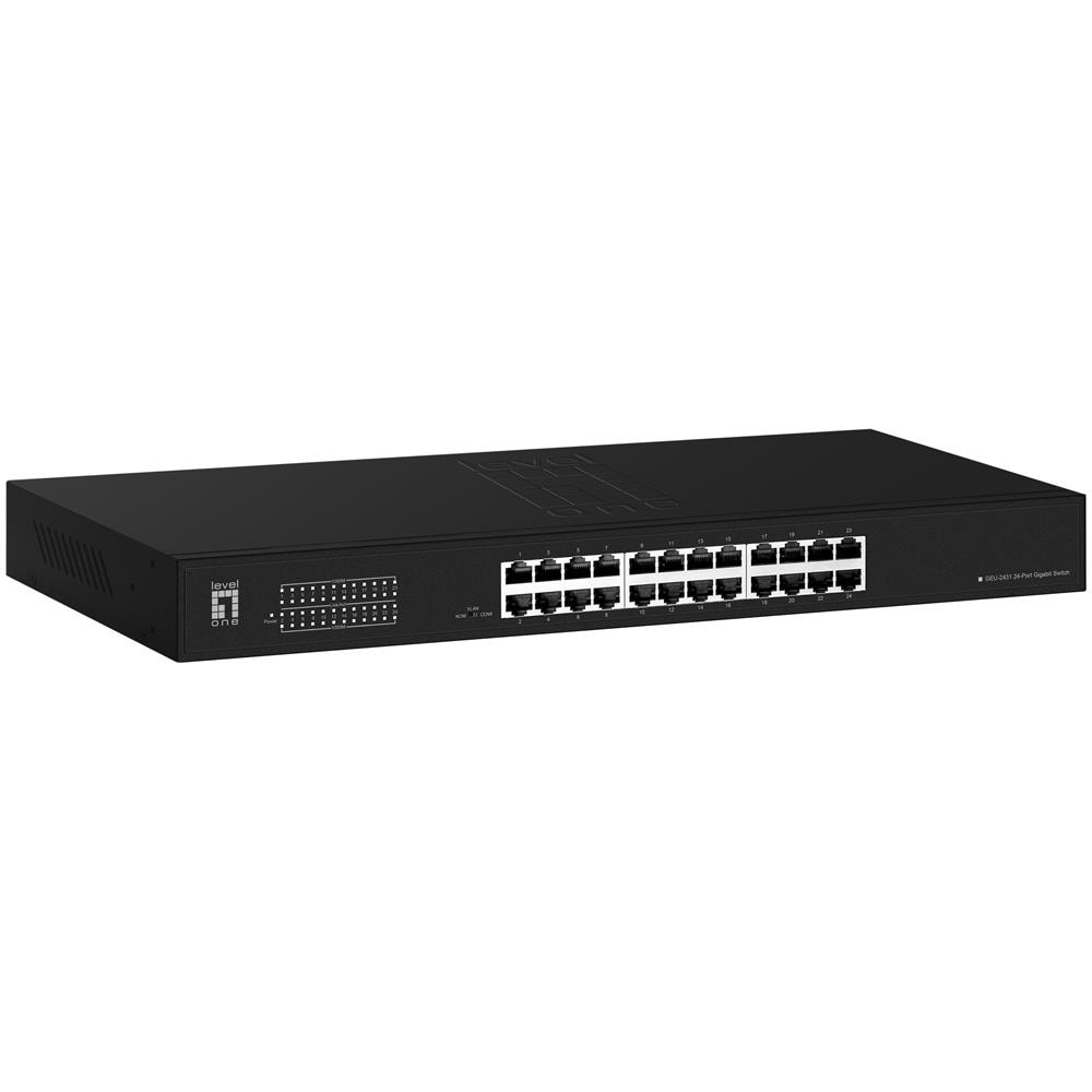 Switch di Rete GEU-2431 Non Gestito 1U 24 Porte Ethernet (10/100/1000) Supporto Power Over Ethernet (PoE) Colore Nero - Foto 1
