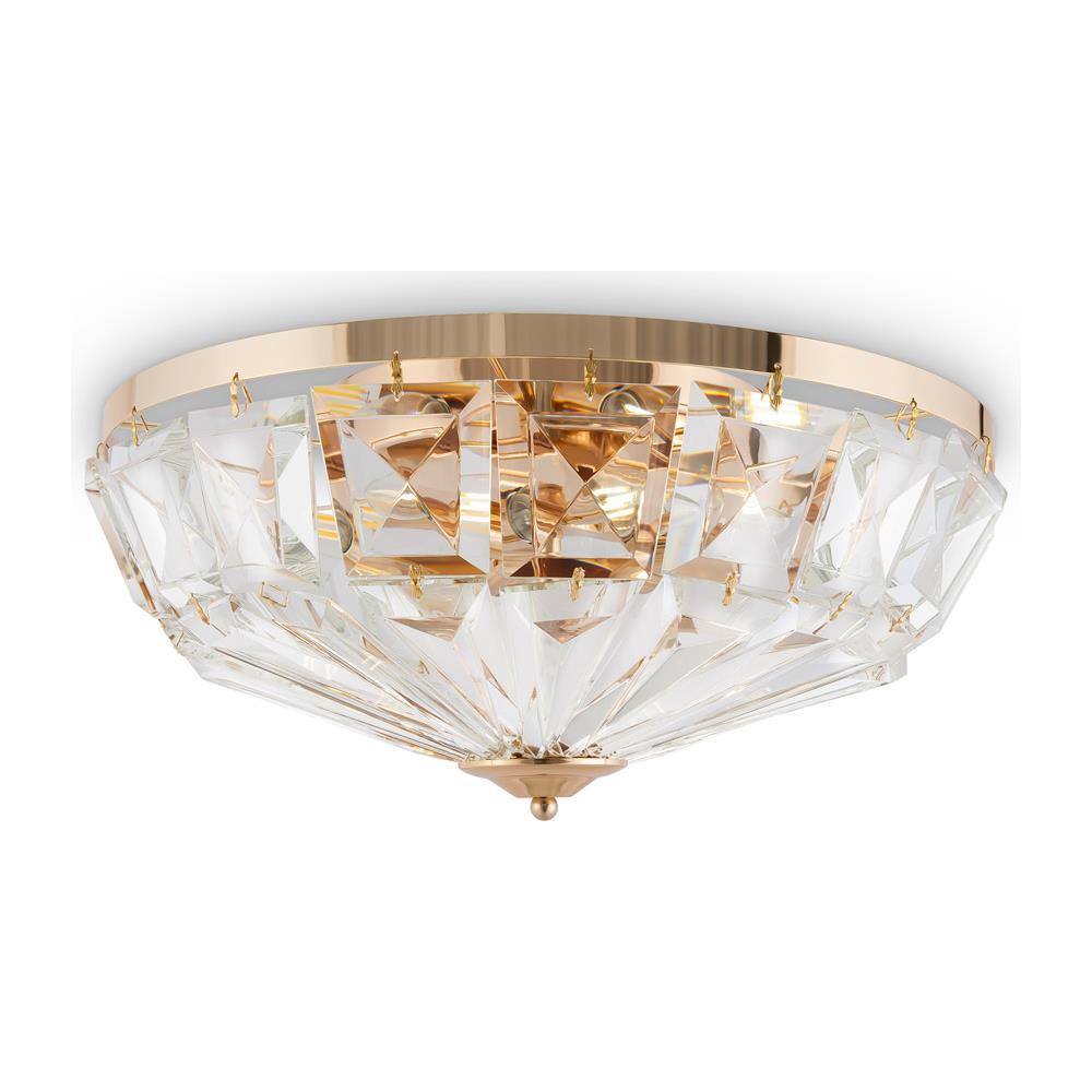 Plafoniera Contemporanea Facet Metallo Oro 6 Luci Diffusori Vetro - Foto 1