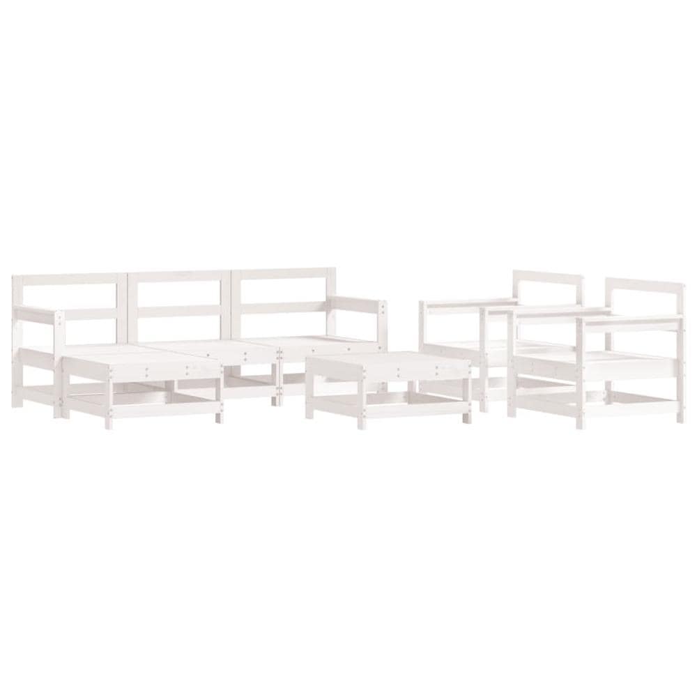 Set Divani Da Giardino 7pz Con Cuscini In Legno Massello Bianco - Foto 3
