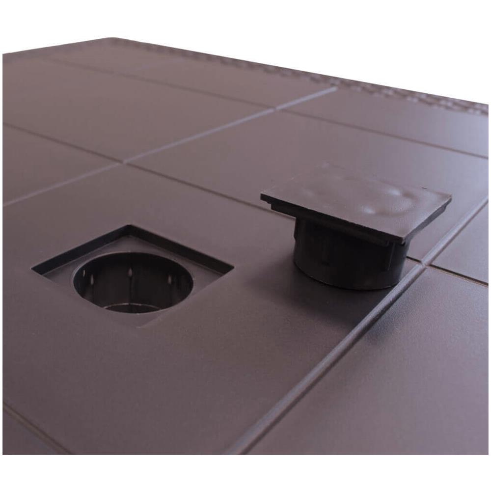 Tavolo Da Esterno Marte, Tavolo Quadrato Fisso, Tavolo Da Giardino Multiuso Effetto Rattan, 100% Made In Italy, 80x80h74 Cm, Marrone - Foto 4