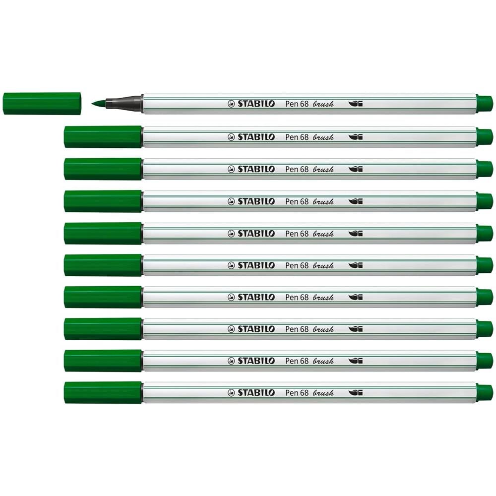 Pen 68 brush - Pennarello Premium con punta a pennello - Confezione da 10 - Verde - Foto 1