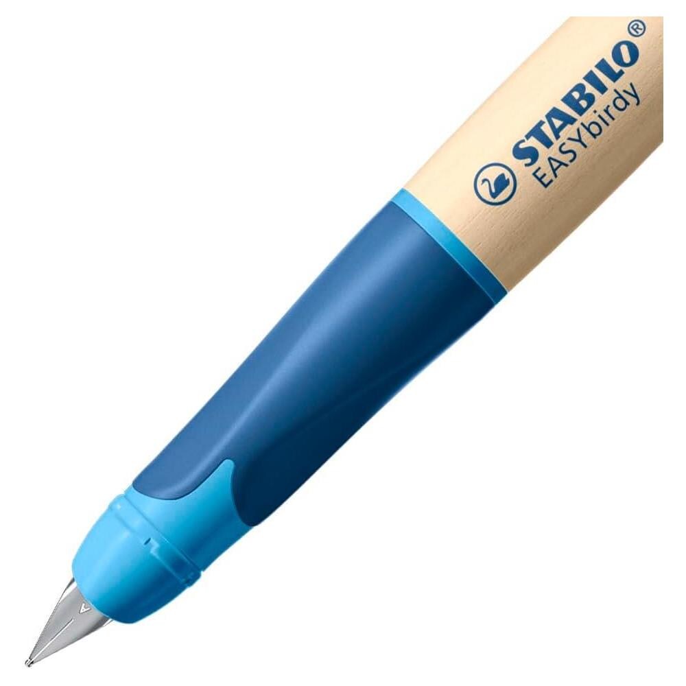 EASYbirdy Timber - Penna Stilografica Ergonomica - Blu - per Destrimani - Punta Principiante - Cartuccia Blu inclusa - Foto 2