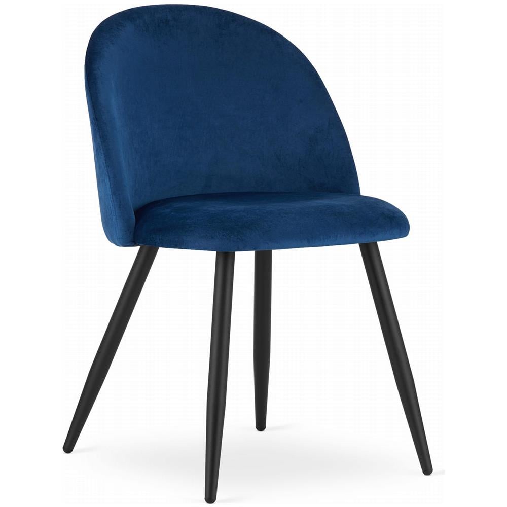 Set di 4 sedie BELLO in velluto blu navy con gambe nere - Foto 2