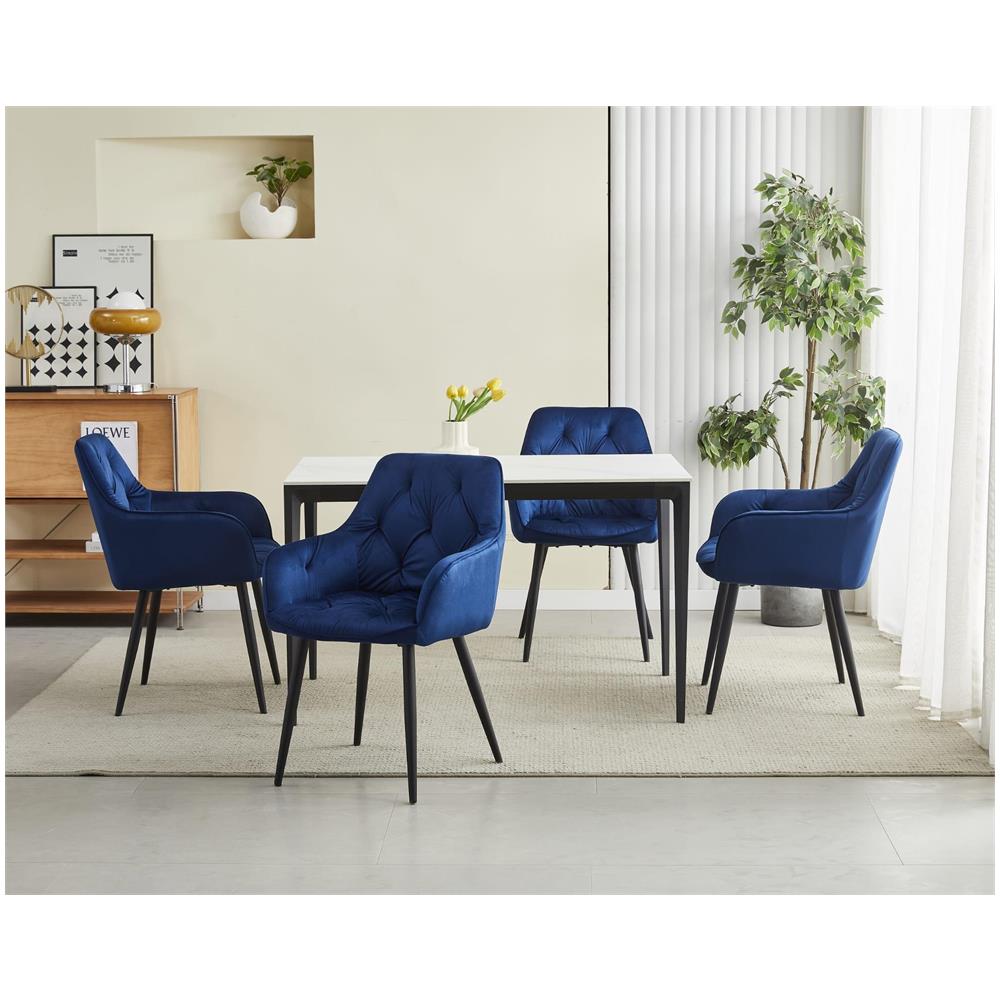 Sedia LUKK - Velluto blu navy per soggiorno, cucina, sala da pranzo - Foto 8