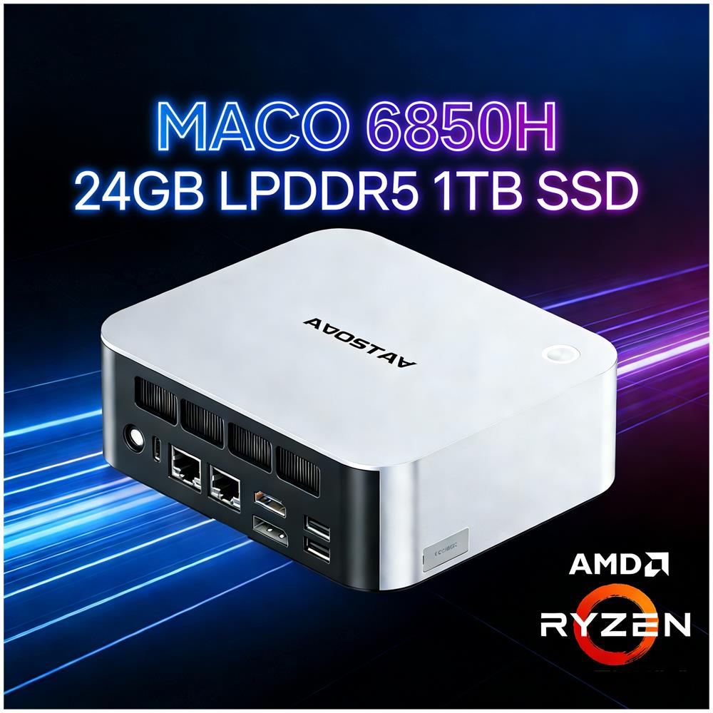 MACO Mini PC AMD Ryzen 7 Pro 6850H 8C16T 24GB LPDDR5 1TB SSD USB4 WiFi6 2.5G LAN Quad Display Computer da gioco - Foto 1
